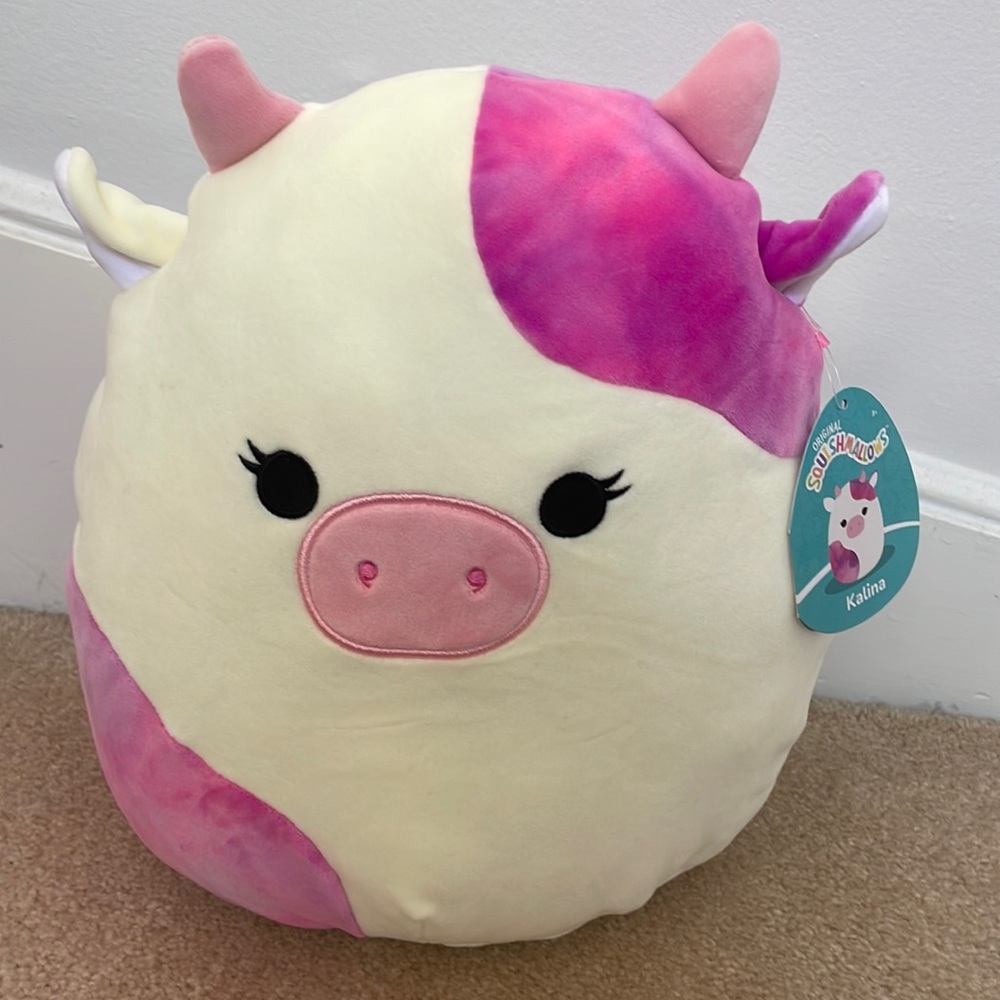 Squishmallow Kalina the Cow Pink & White 12”